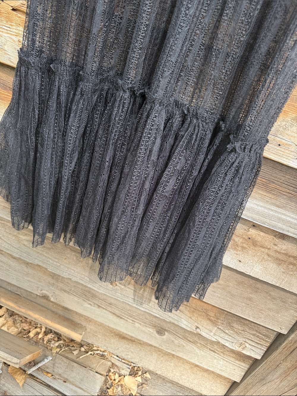 Anthropologie mesh maxi dress bell sleeves paneled witchy - Picture 4 of 7